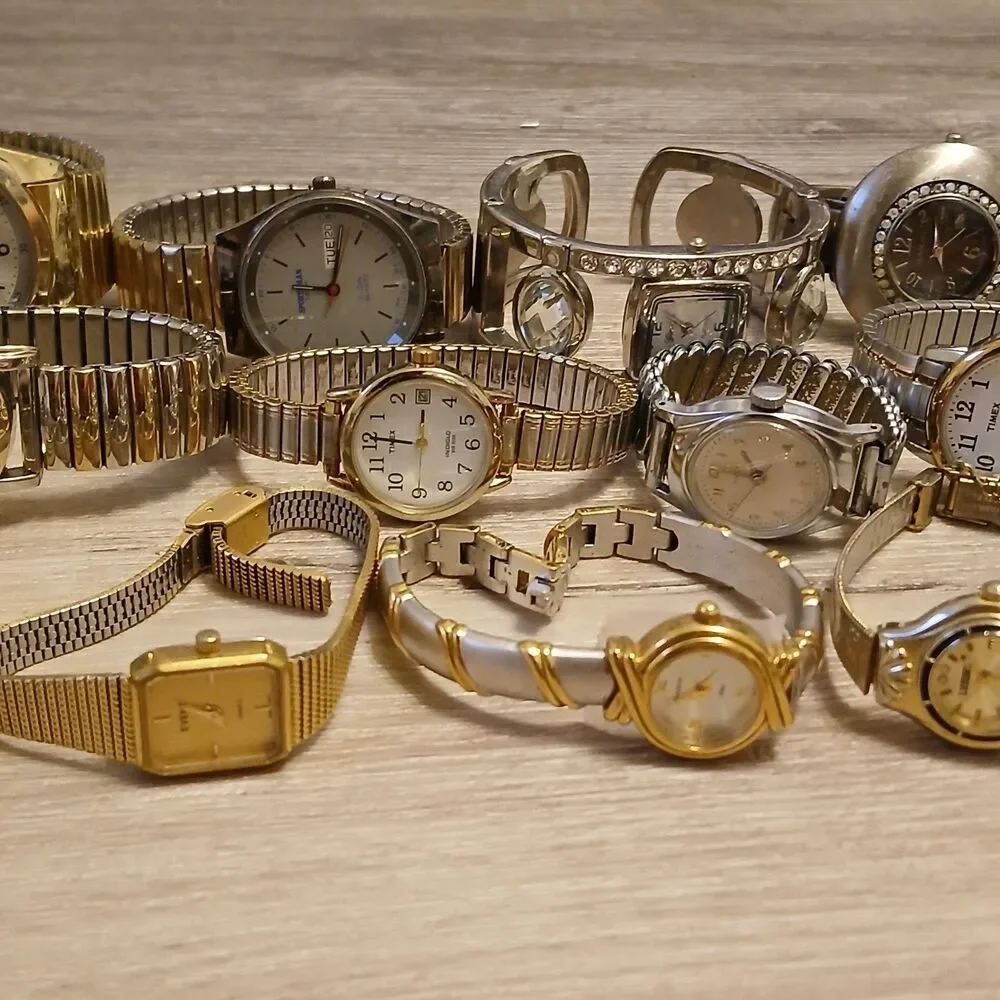 Lot 35+ Watches Parts/Repair ALL Metal Timex Casio Nine West Relic Armitron